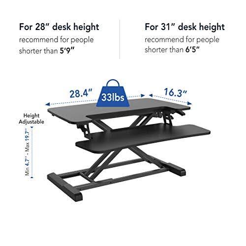 FlexiSpot Standing Desk Converter 28 inch, Black with Keyboard Tray N82128