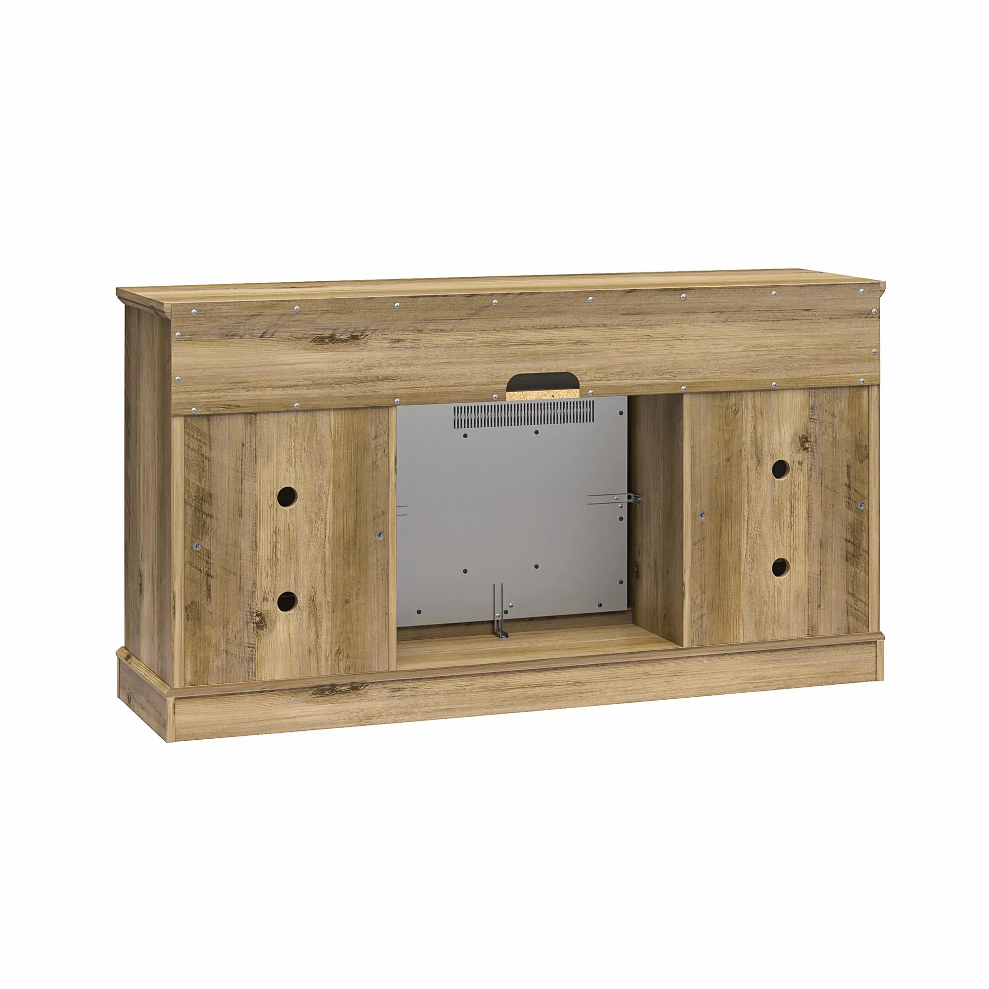 Ameriwood Home Ashton Lane Electric Fireplace TV Stand for TVs up to 65, Black Oak D206311