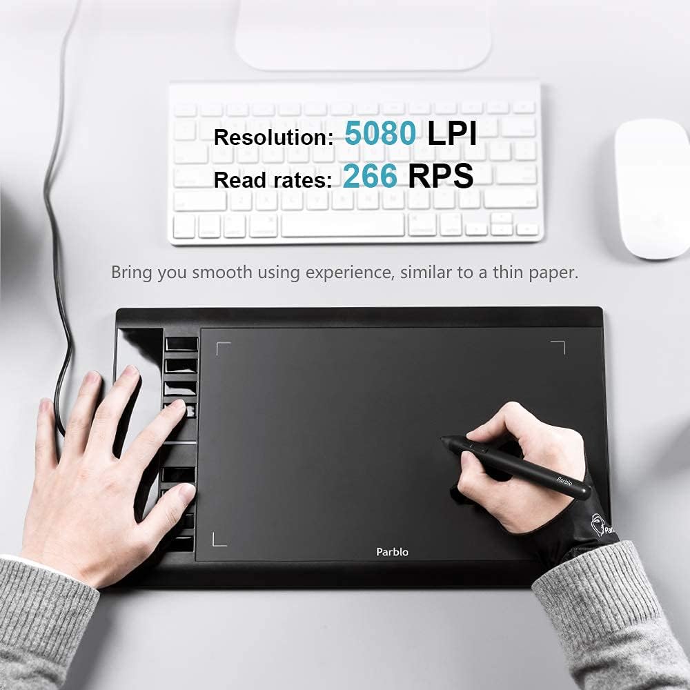 Parblo A610 V2 Graphic Drawing Tablet 10 x 6 inch with 8 Hot Keys, Battery-Free Stylus, 8192 Pressure, 2 Pack Z241232
