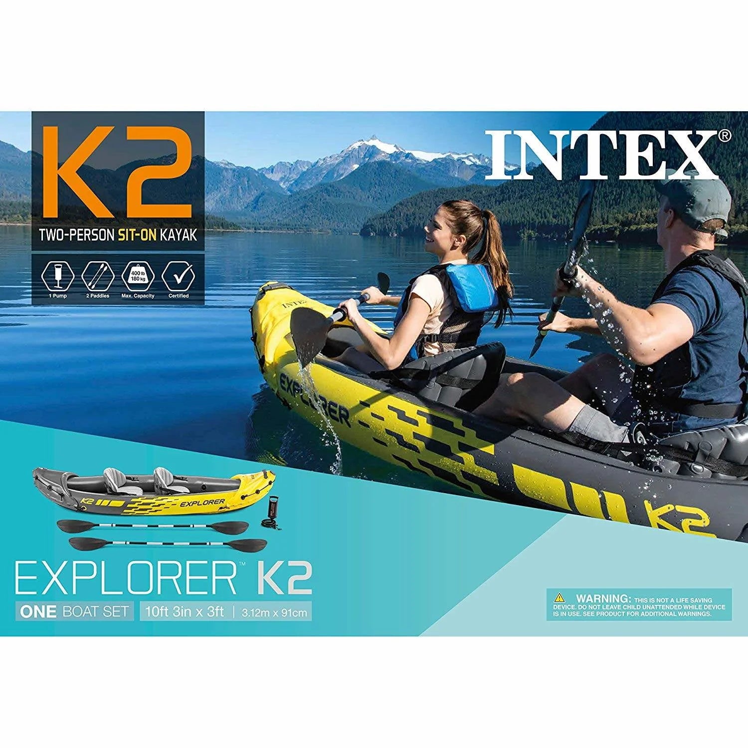 Intex Explorer K2 Inflatable Kayak with Oars and Pump S135