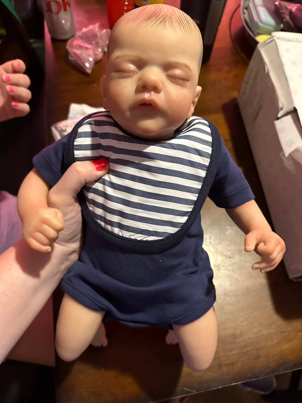 19 inch Soft Vinyl Reborn Baby Sleeping Boy Doll with Cloth Body L4486