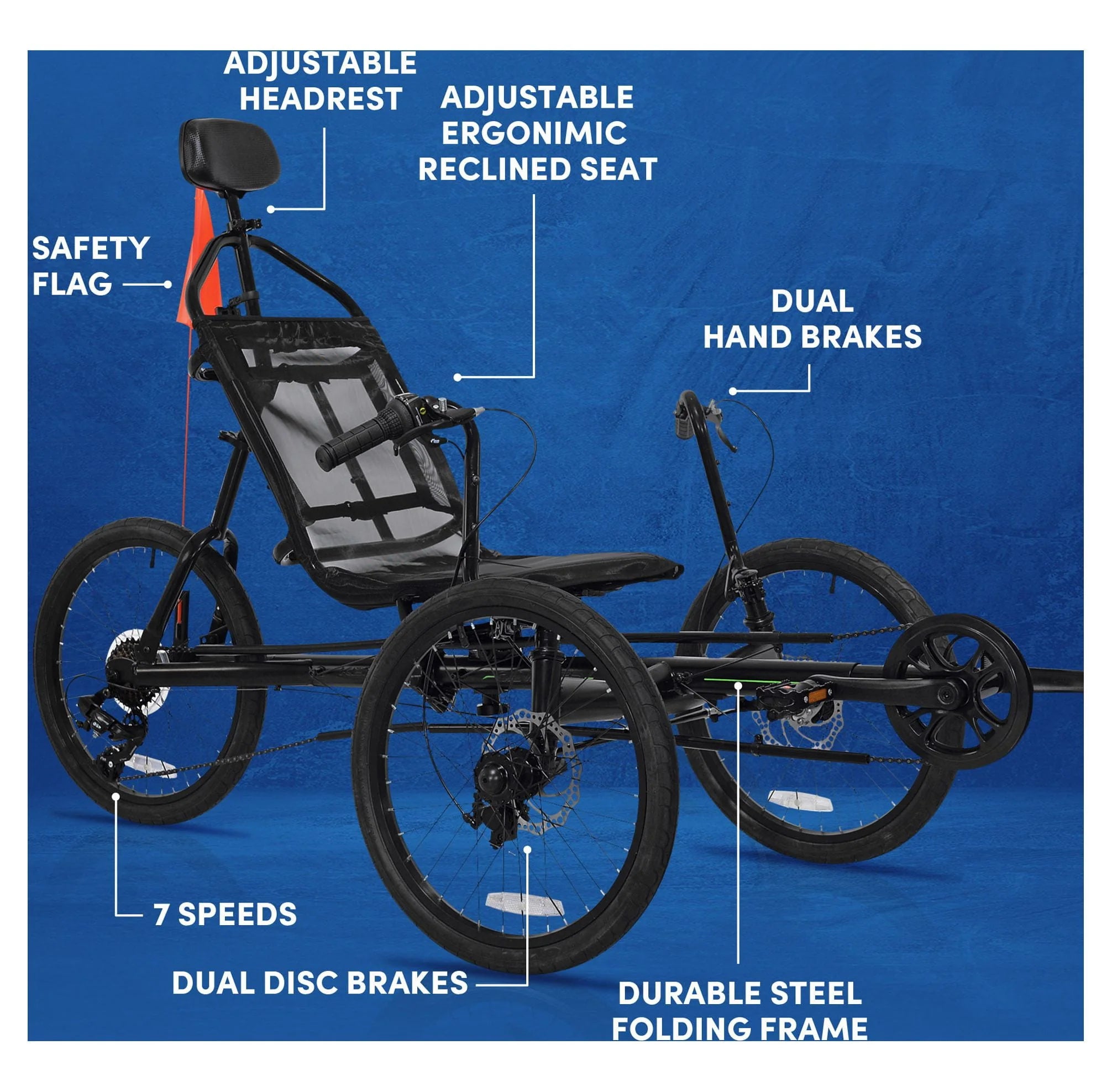 Kent 20 Cavalier Recumbent 3-Wheel Bike Trike, Black M17271