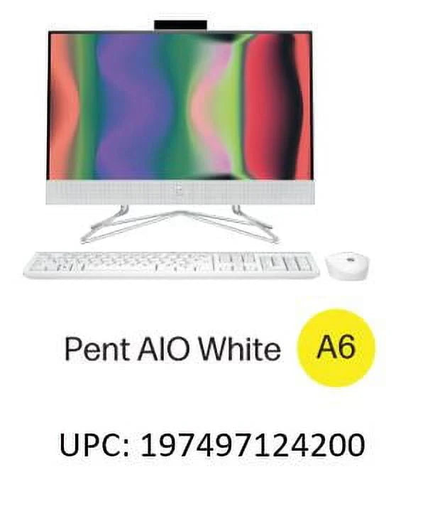 HP 21.5 All-in-One PC, Intel Pentium, 8GB RAM, 128GB SSD, Windows 11 Home, White O9382