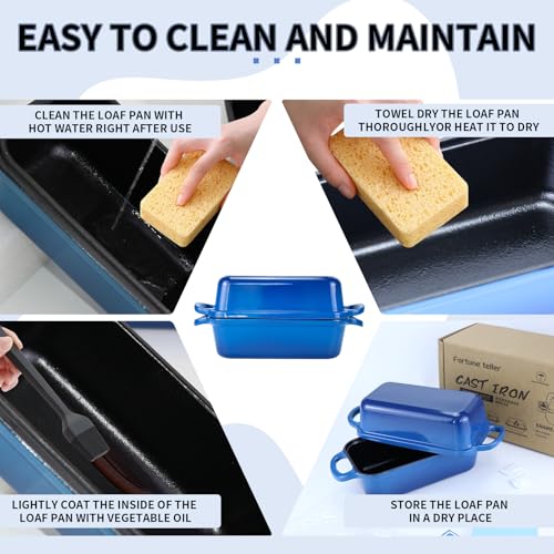 Enameled Cast Iron Bread Pan with Lid, 2 Piece Set, Lake Blue S82842