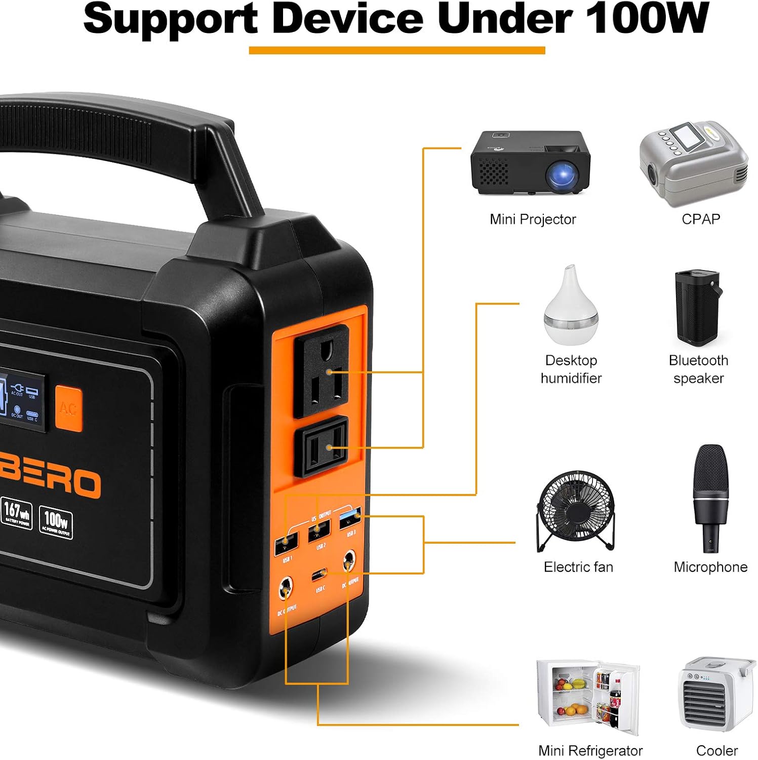 MARBERO 167Wh Portable Power Station 45000mAh Solar Generator J80808
