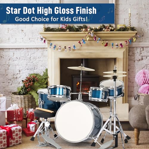 Ktaxon 5-Piece Junior Drum Set with Throne, Pedal & Drumsticks, Black Y61267