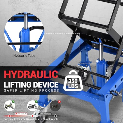 Hydraulic Motorcycle Lift Jack 350LBS, Foot Operated Scissor Lift for ATV Dirt Bike O45548