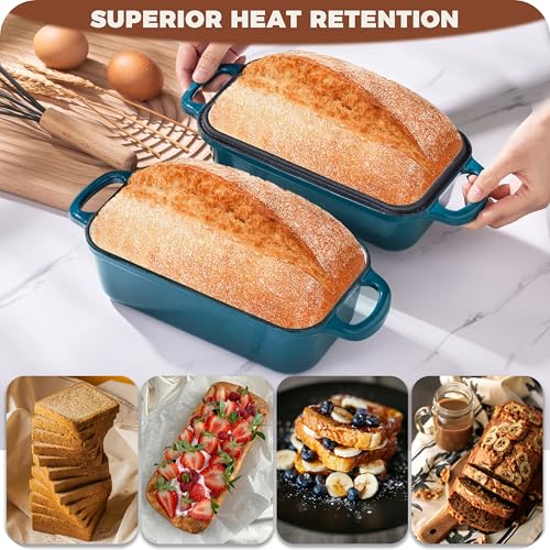Cast Iron Bread Loaf Pan with Lid, Enameled, 9x5, Set of 2, Cherry M2023