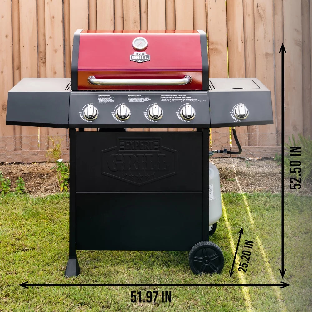 Expert Grill 4 Burner Propane Gas Grill with Side Burner, Blue L91857