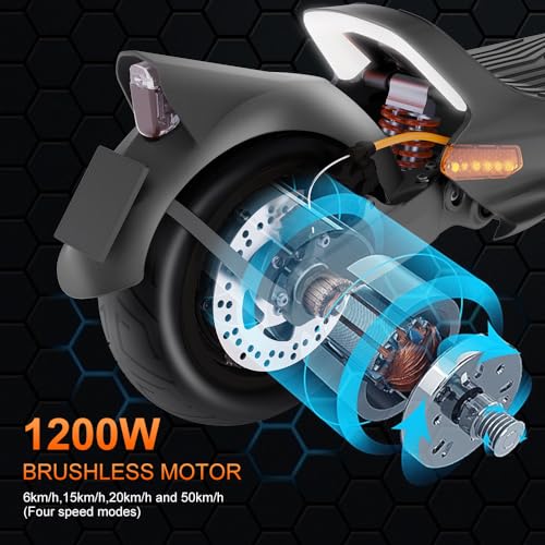 Electric Scooter 1200W Motor 50 Miles Range 31 mph 10.5" Off Road Tires for Adults O99061