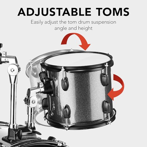 Best Choice Products 5-Piece Full Size Adult Drum Set with Cymbal Stands, Stool, Pedal, Sticks - Dark Blue Sparkle D34023