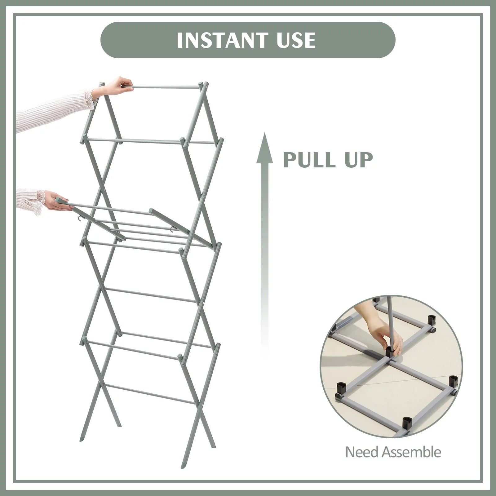 KK KINGRACK 3-Tier Collapsible Steel Clothes Drying Rack L182