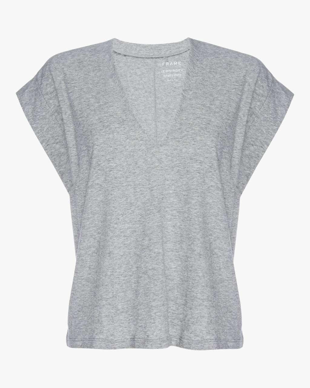 Frame Le Mid Rise V-Neck Tee Gris Heather C347