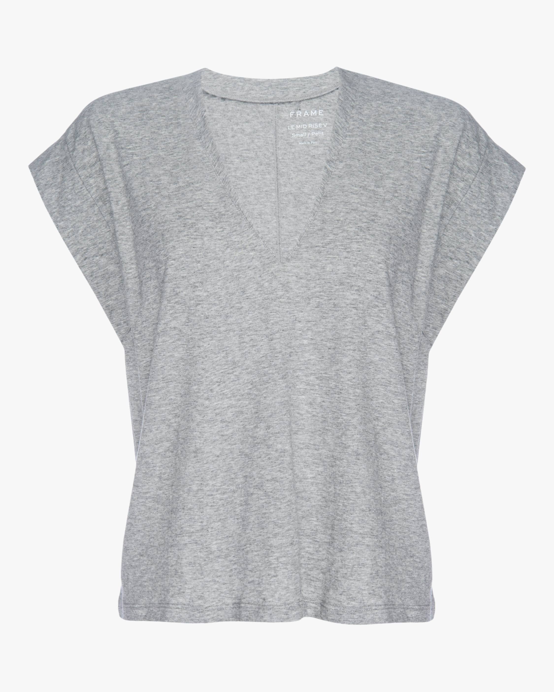 Frame Le Mid Rise V-Neck Tee Gris Heather C347