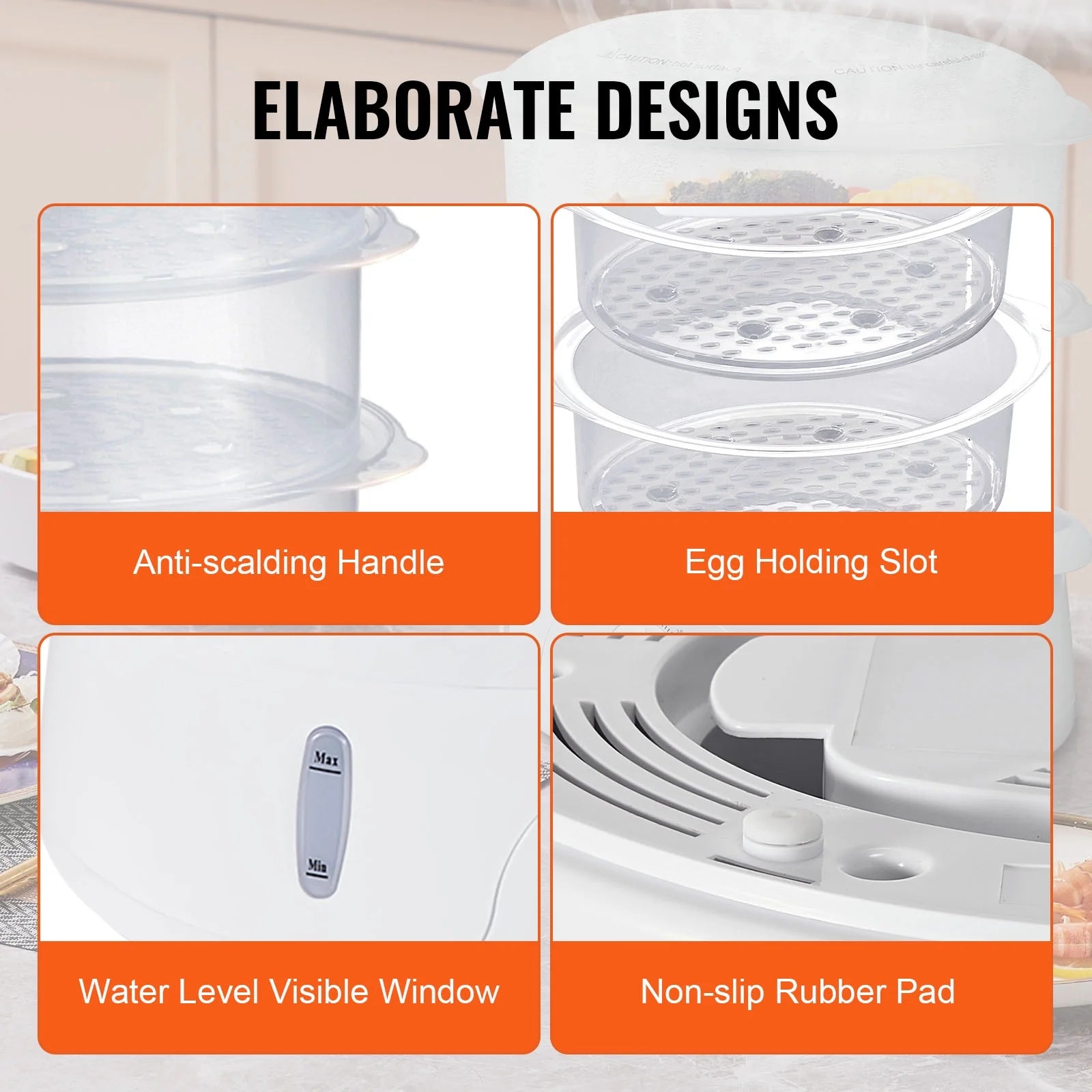 BENTISM 7.4Qt Electric Food Steamer 2-Tier with 60 Min Timer M21023
