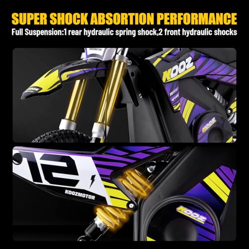 KOOZ HP112E 36V 1000W Electric Dirt Bike for Kids, Purple K601