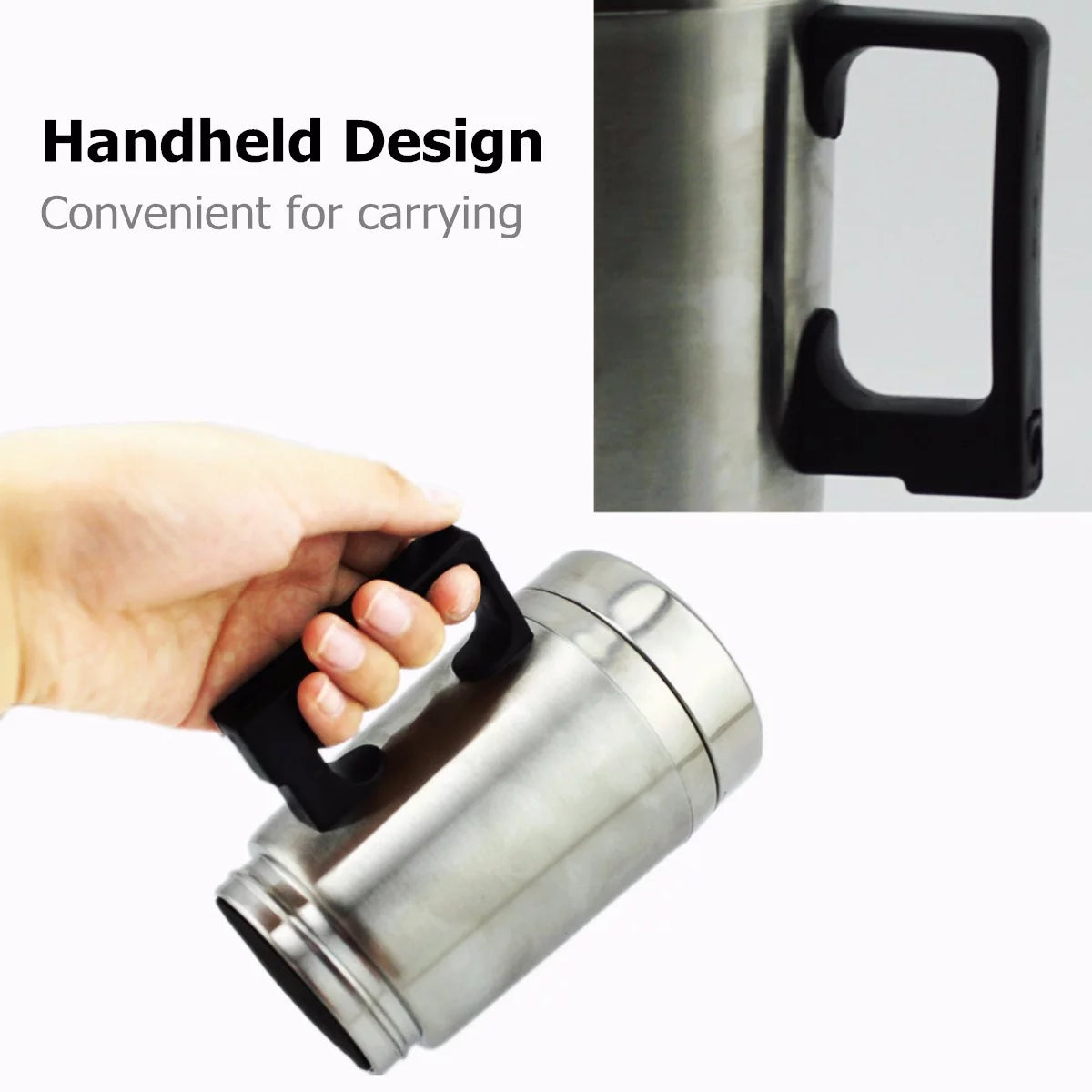 Stainless Steel 12V 500ml Car Heating Cup with Anti-Spill Lid R421121