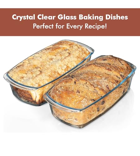 Razab Glass Loaf Pan with Lids, 7.6 Cups, Set of 2, Oven and Microwave Safe Z2943