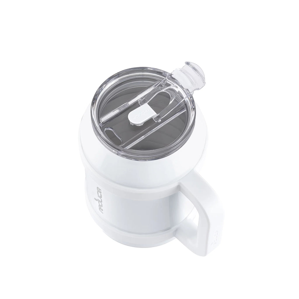 Vacuum Insulated Stainless Steel Mug with Lid and Straw, White, 50 fl oz O34409