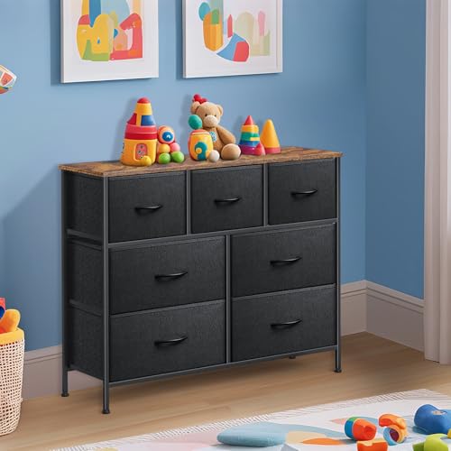 9 Drawer Dresser for Bedroom, Charcoal Black Fabric Storage Chest K84969