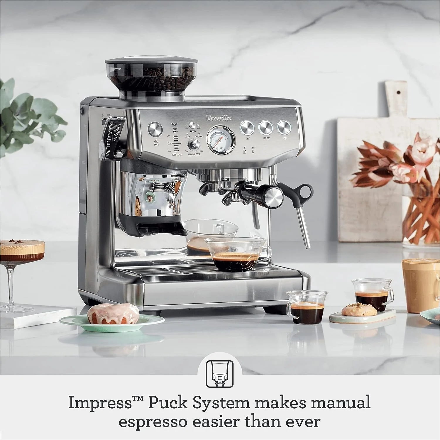 Breville Barista Express Impress Espresso Machine, 2L, Black Truffle L23039