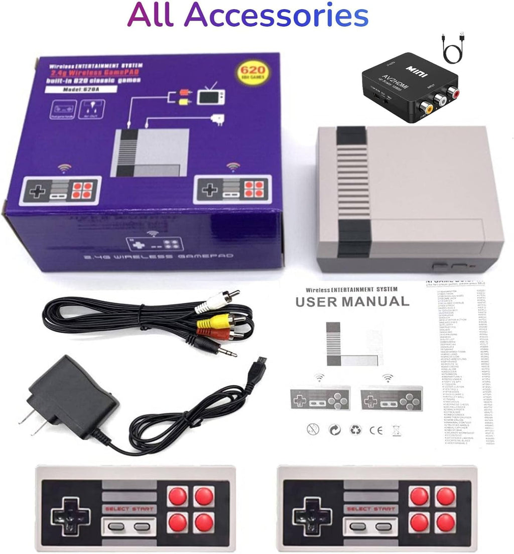 Classic Retro Games Console with 620 Built-in Games and 2 Controllers W369334