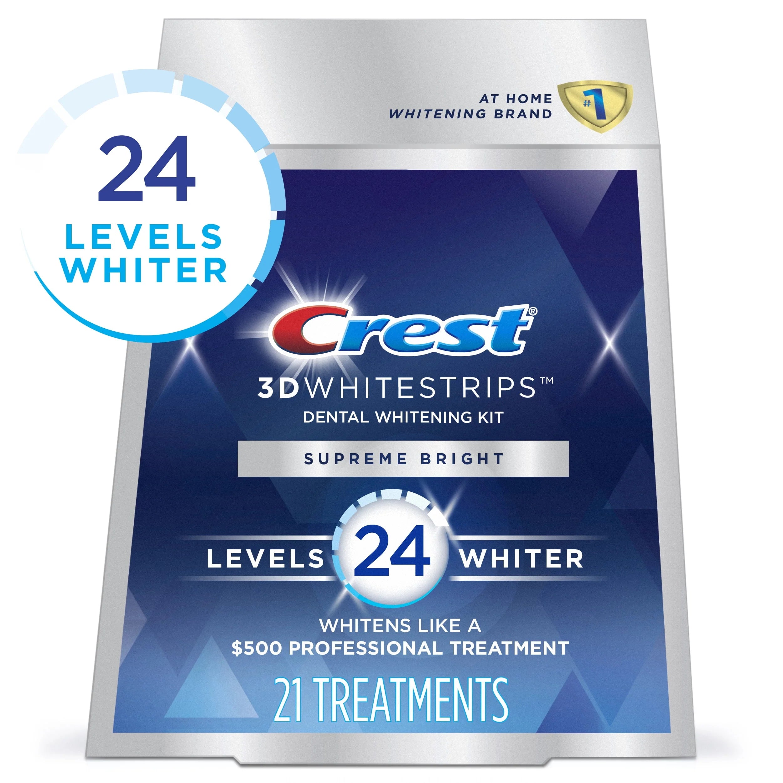 Crest 3D Whitestrips Supreme Bright at-home Teeth Whitening Kit, 21 Treatments