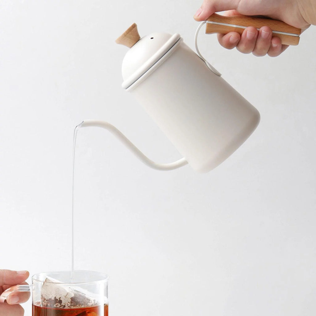Stainless Steel Gooseneck Kettle Coffee Pot, Beige Y7155