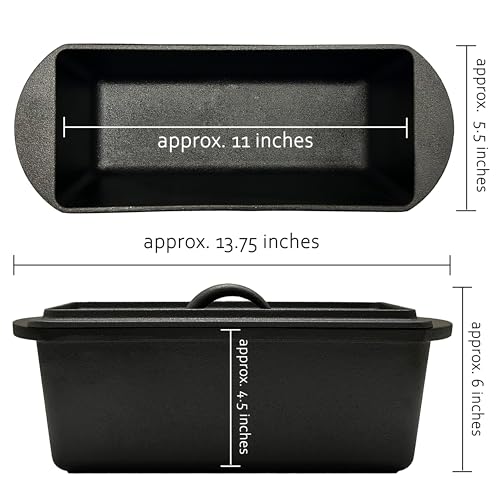 Cuisiland Rectangular Cast Iron Bread Loaf Pan with Lid R869