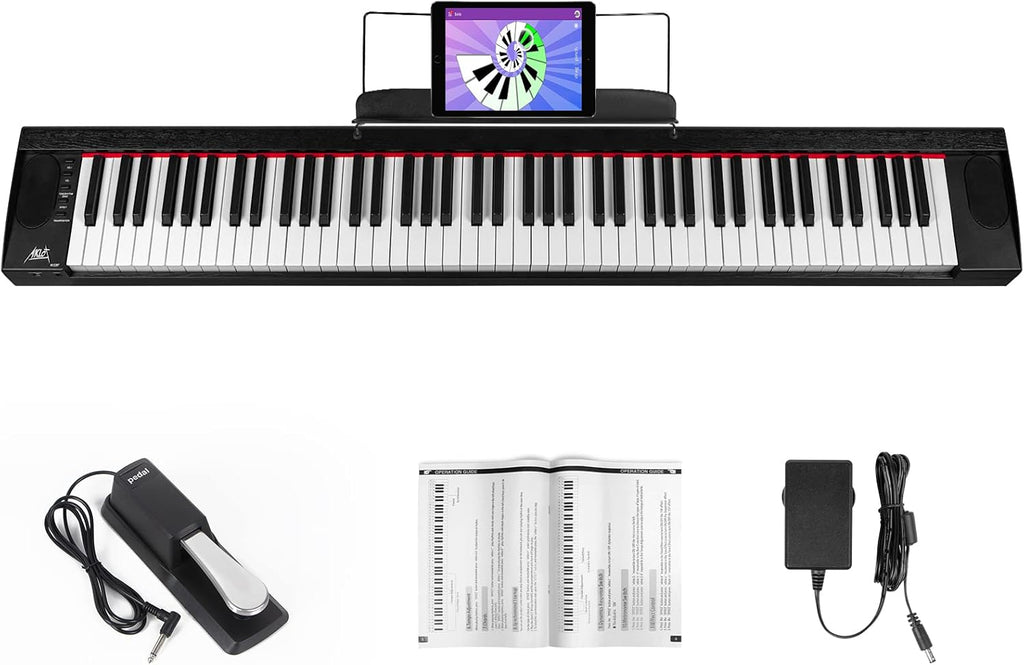 Digital Piano Keyboard 88 Keys, AKLOT Electric Piano Portable Semi-Weighted Full Size with Sustain Pedal Power Supply for Beginner Adults Practice