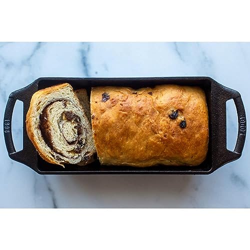 Lodge 10 Inch Pre-Seasoned Cast Iron Loaf Pan with Dual Handles, Black Z31349