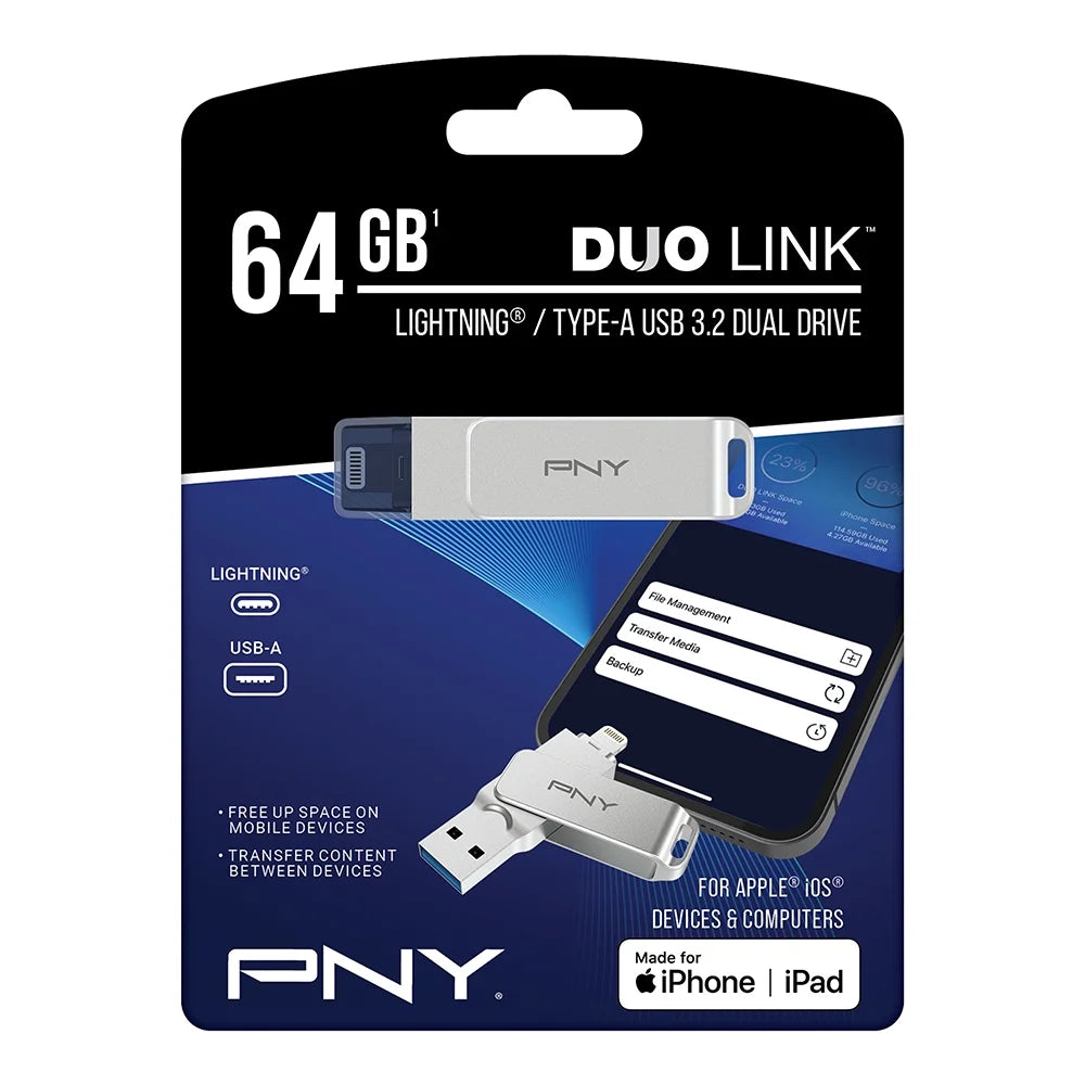 PNY 64GB DUO LINK iOS USB 3.2 Dual Flash Drive P974