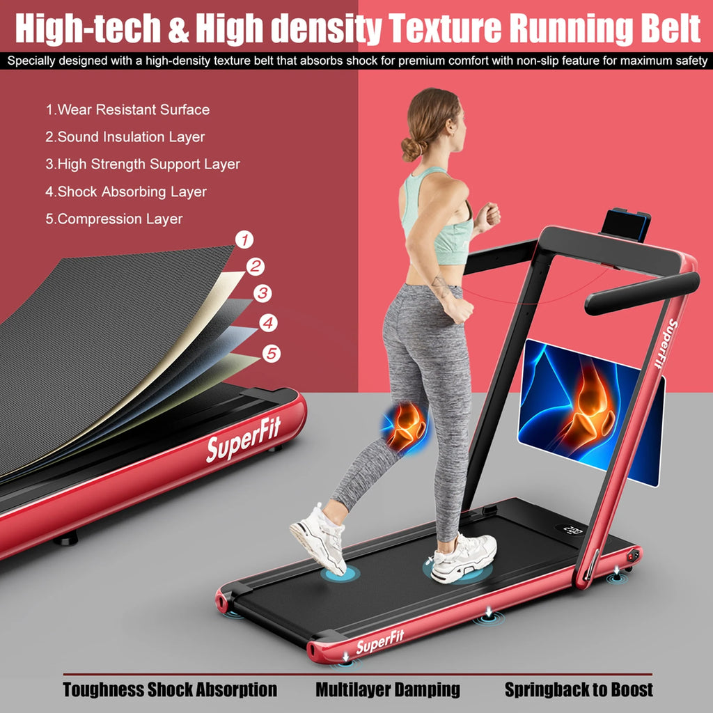 SuperFit 2 in 1 Folding Treadmill with APP Control Speaker Black D991