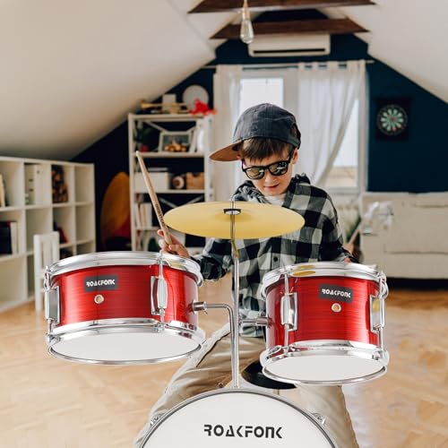 3 Piece Kids Drum Set with Throne, 14'' Bass Drum, Adjustable Seat W12582