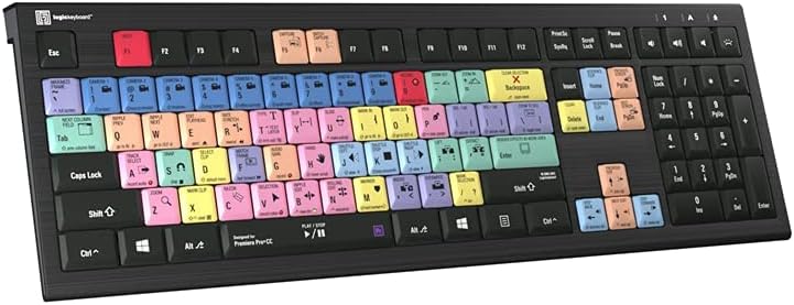 Logickeyboard ASTRA 2 Backlit Keyboard for Premiere Pro CC, Windows 7-11 L387107