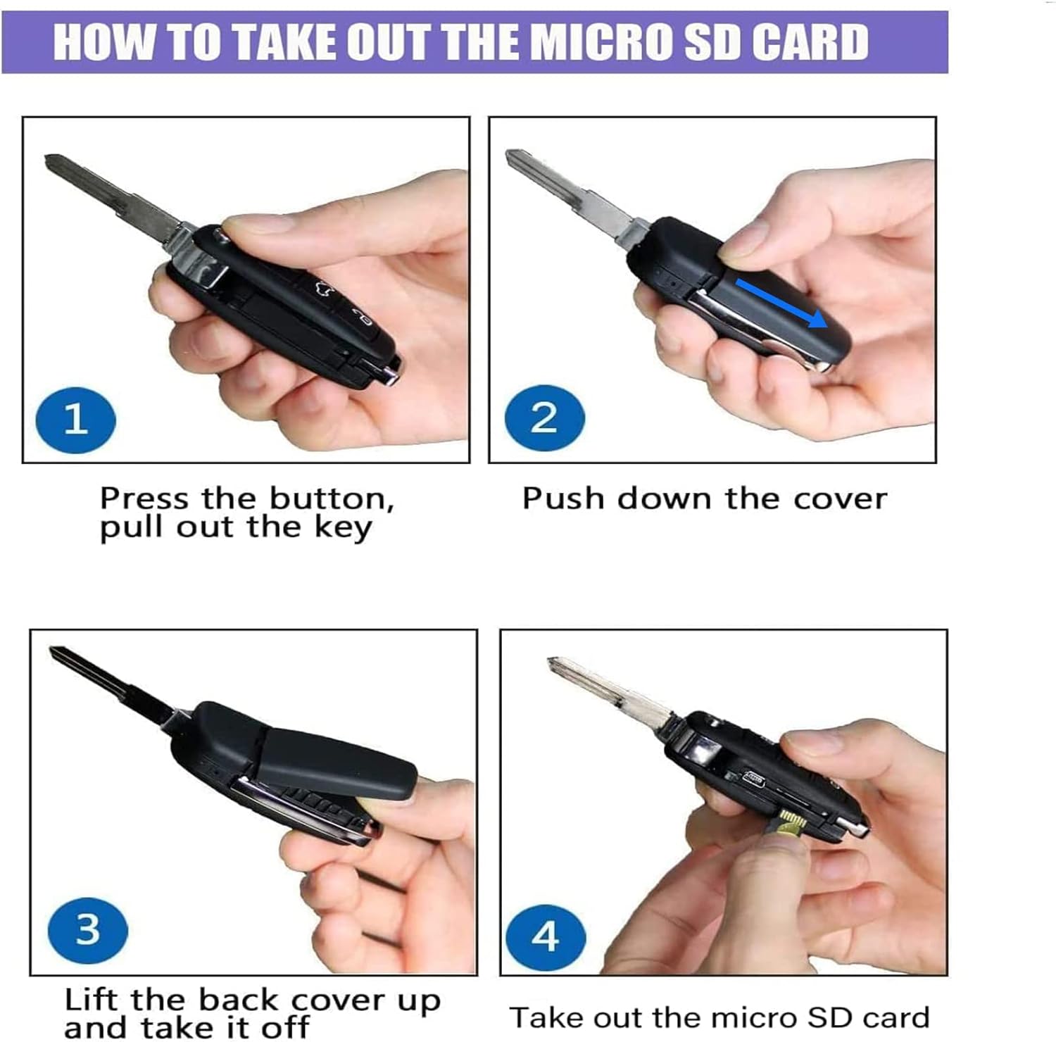 Buloge 32g Car Key Spy Camera with IR Night Vision Motion Detection, 1080P HD, Pack of 2 J448494