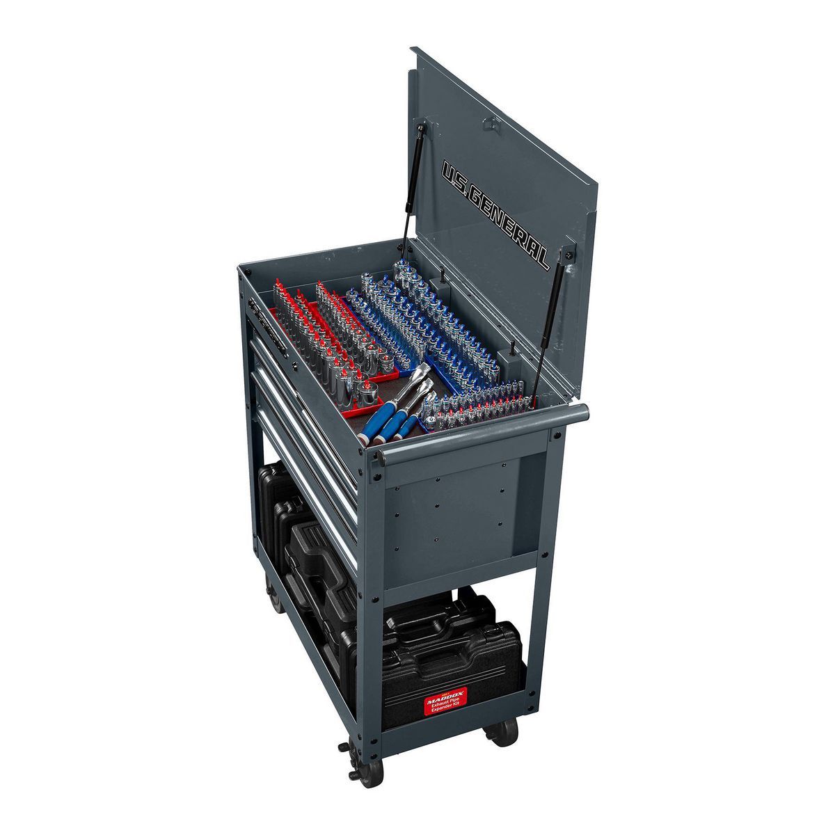 U.S. GENERAL 30 in. 4-Drawer Tech Cart, Red Y546116