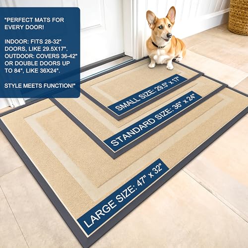 OLANLY Front Door Mat Indoor Outdoor Entrance, Waterproof, 36x24, Black P2970