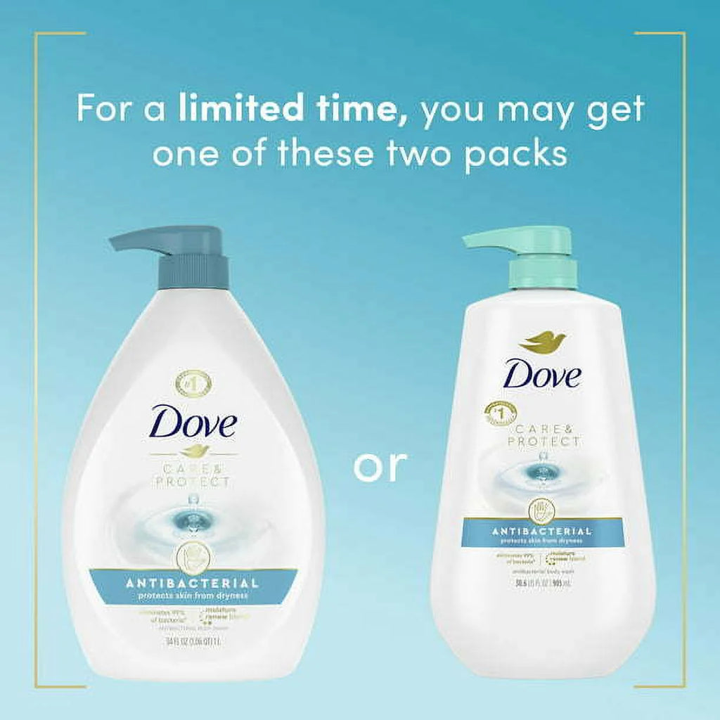 Dove Care & Protect Antibacterial Body Wash with Pump, 30.6 oz Y370306