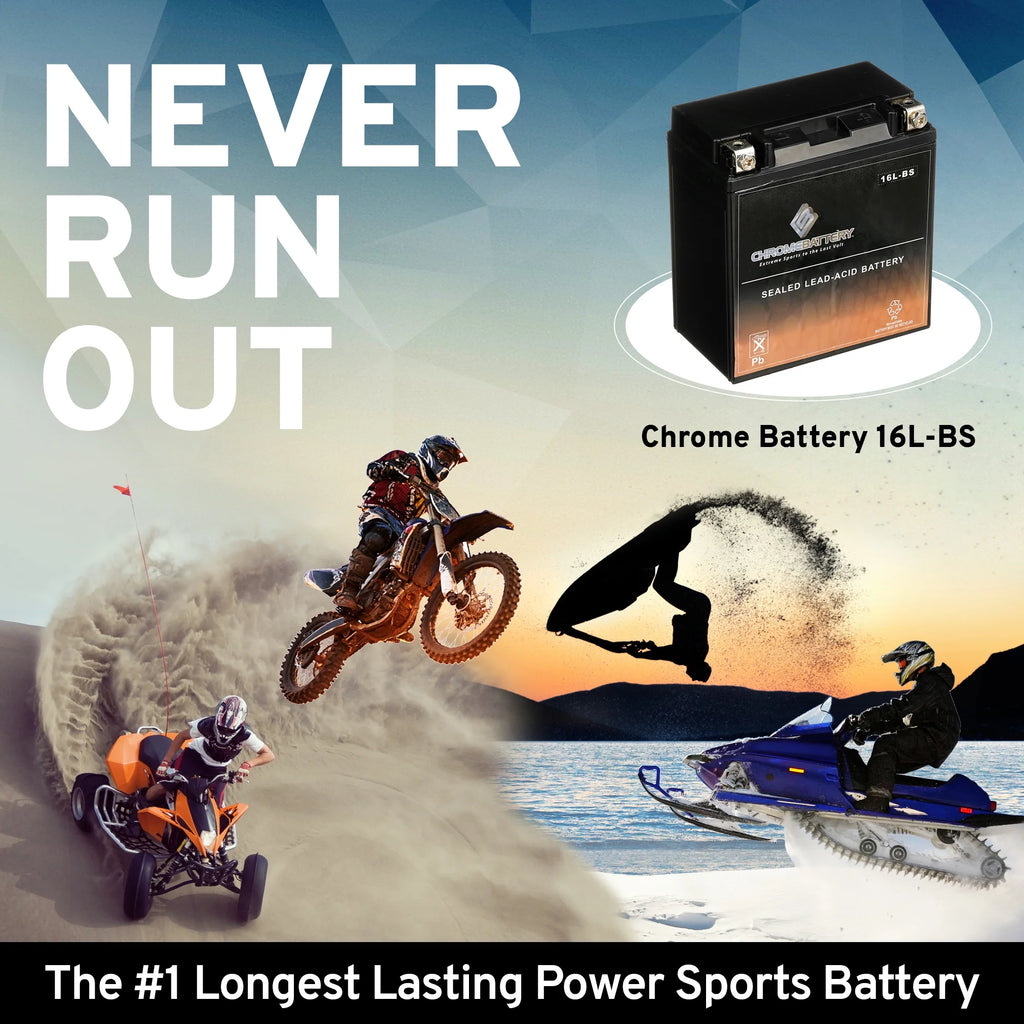 Chrome Battery YTX16L-BS 12V ATV Battery for Kawasaki Bayou 300 4x4 S639
