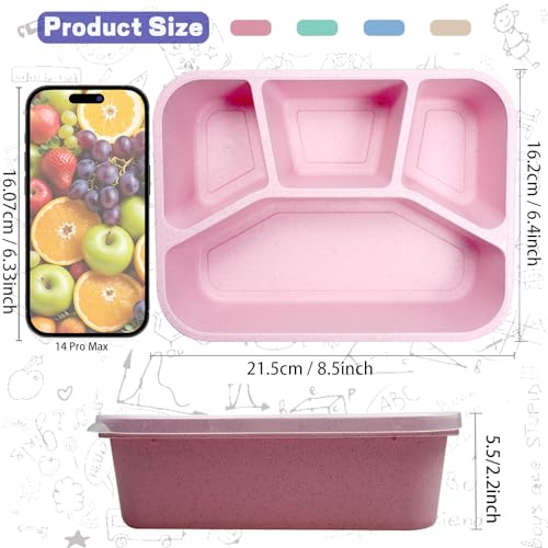 8 Pack Bento Box, Wheat Straw Lunch Containers, Microwave & Dishwasher Safe U8548