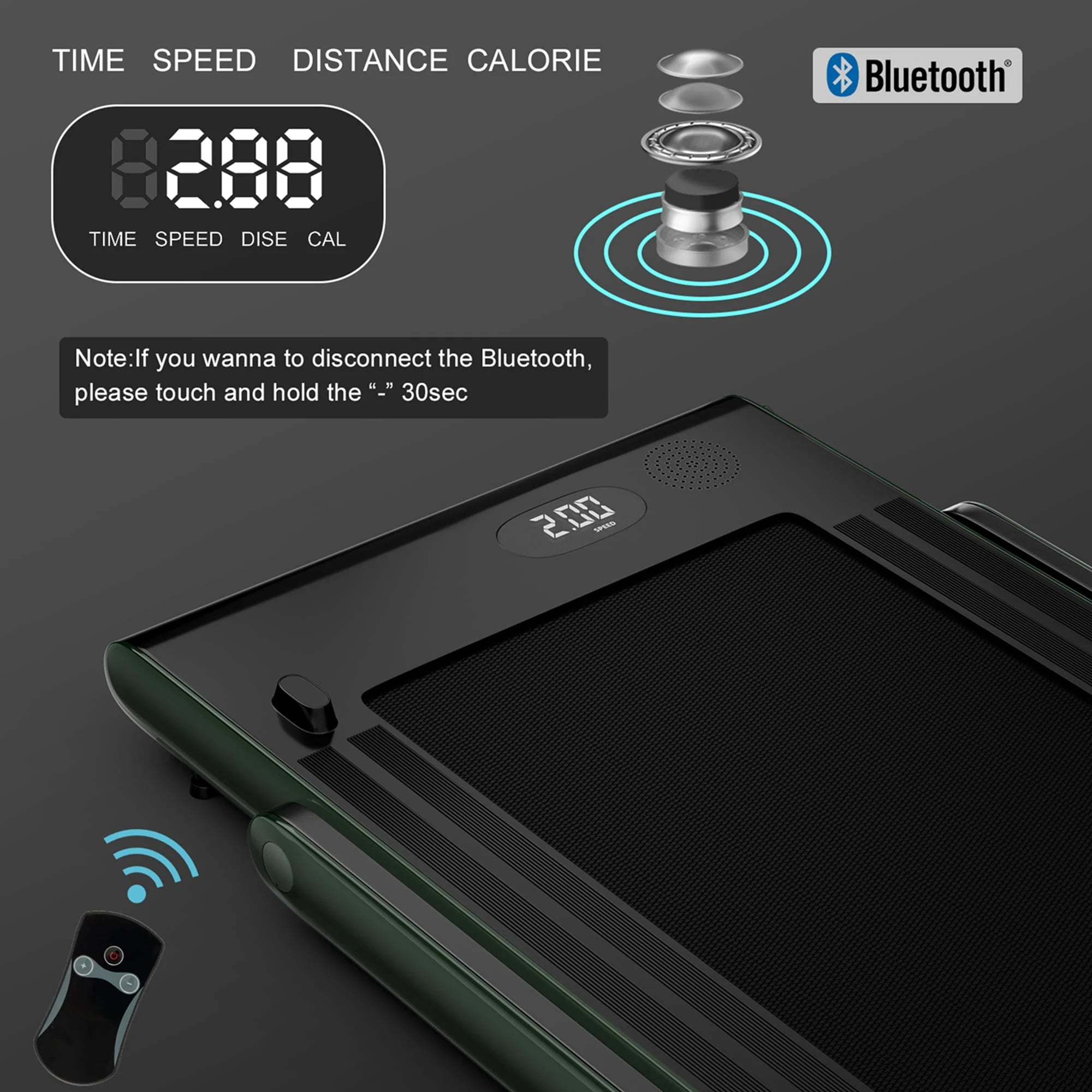 SuperFit 2 in 1 Folding Treadmill with APP Control Speaker Black D991