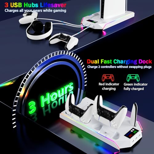 PS5 Stand and Cooling Station with LED Controller Charger for PlayStation 5 X4200