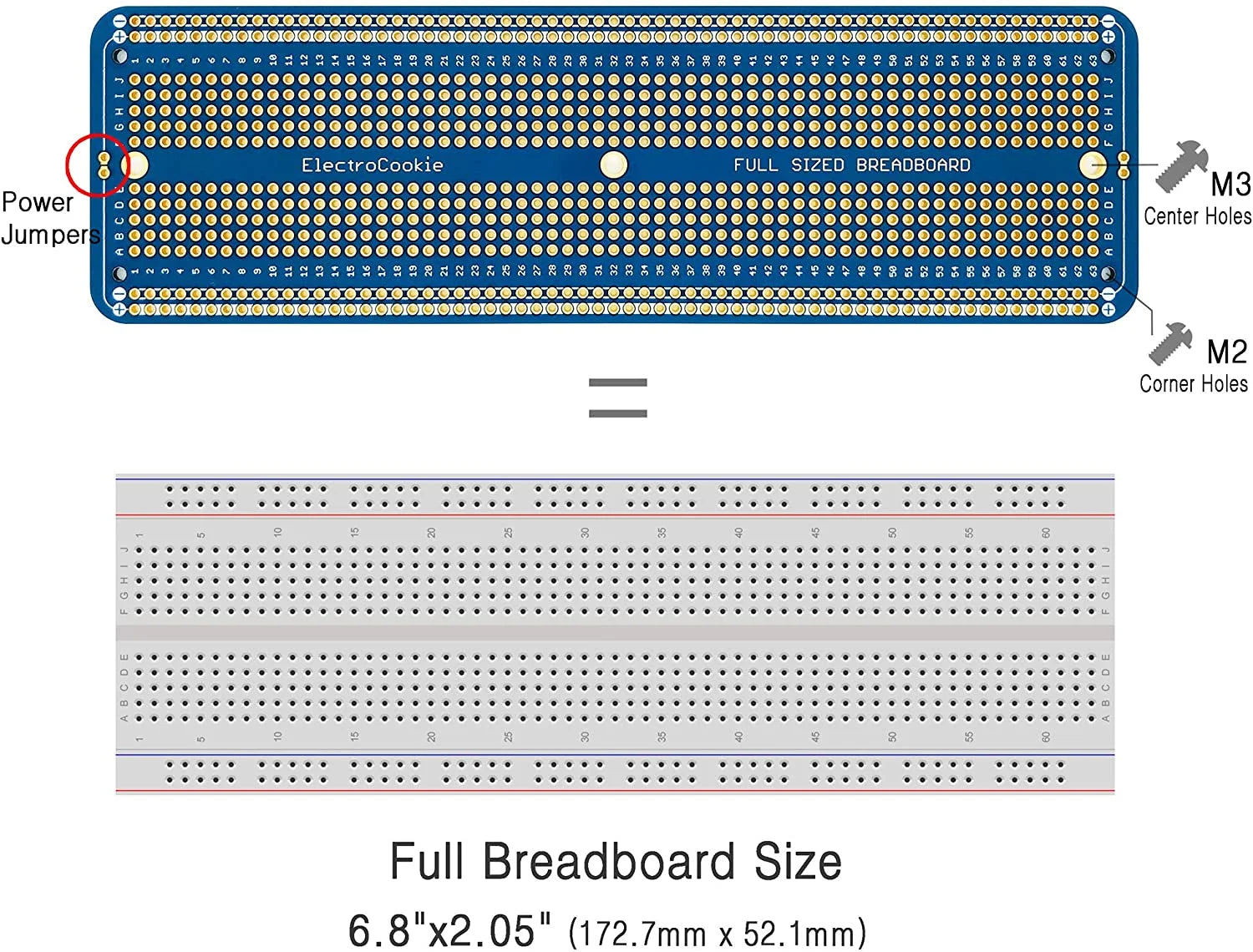 ElectroCookie Solderable Breadboard Large PCB for Arduino DIY Projects H513325