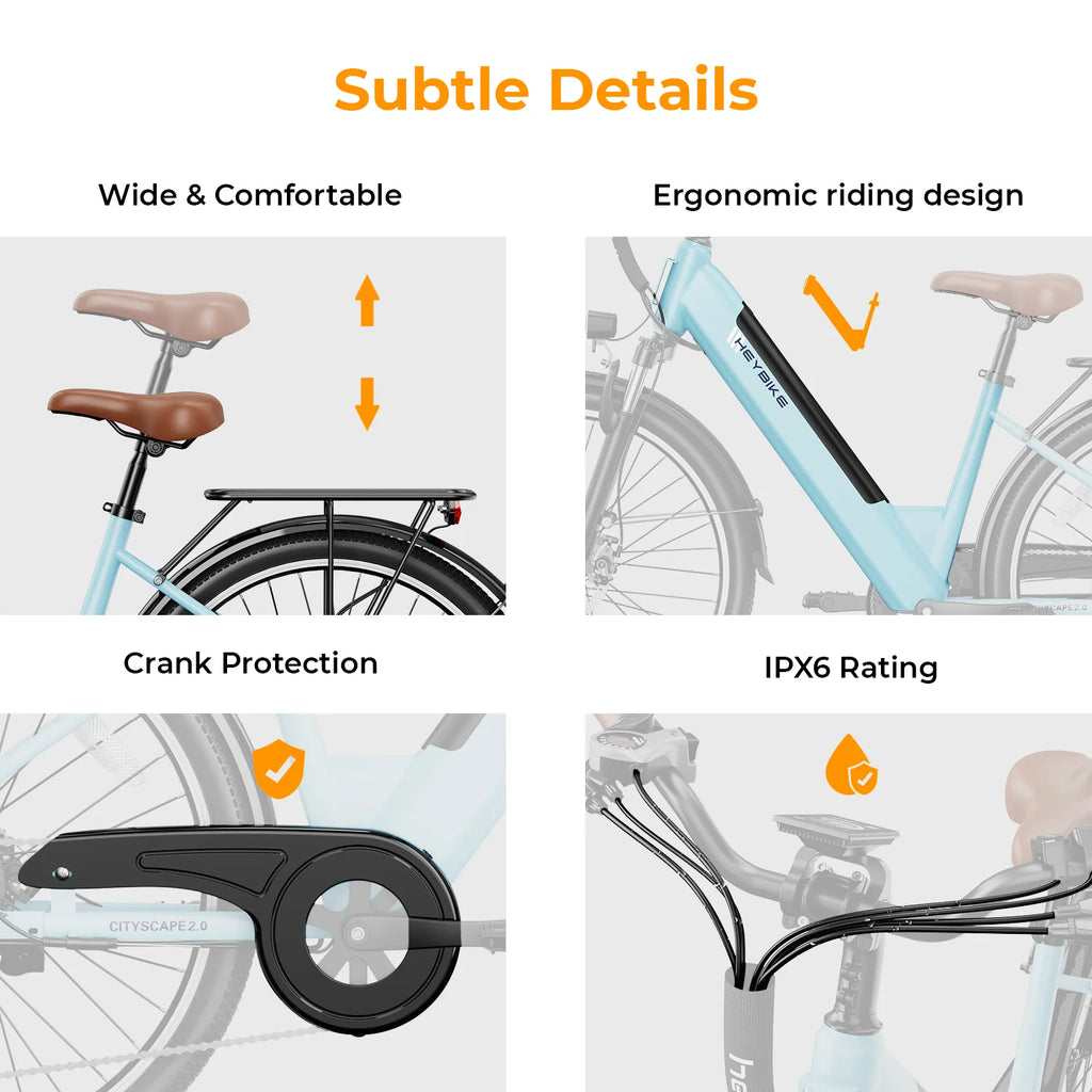 Heybike Cityscape 2.0 Electric Bike 500W 36V 13Ah Removable Battery 26" 7-Speed Commuter Bicycle X52974