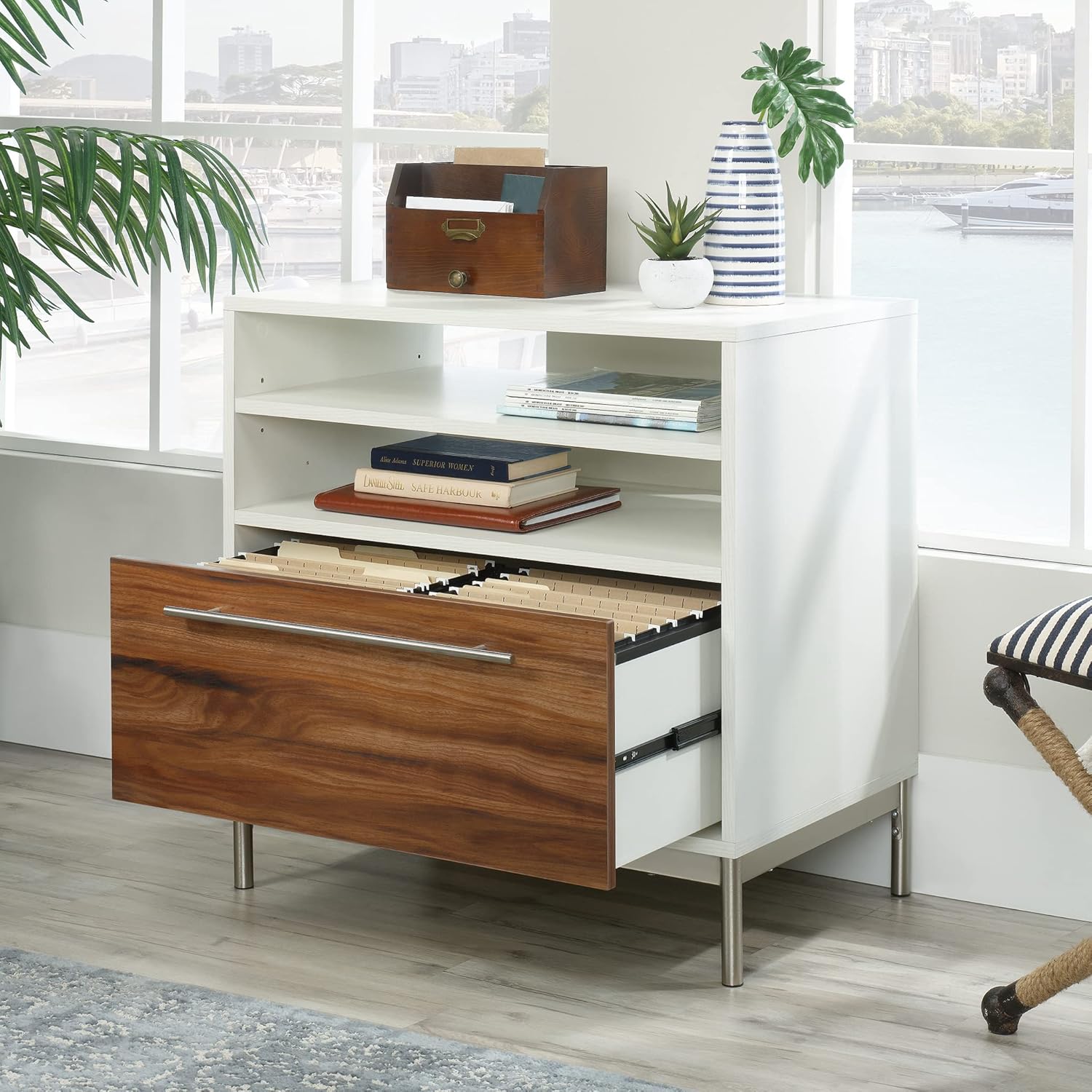 Sauder Vista Key Lateral File Pedestal, Pearl White F31249