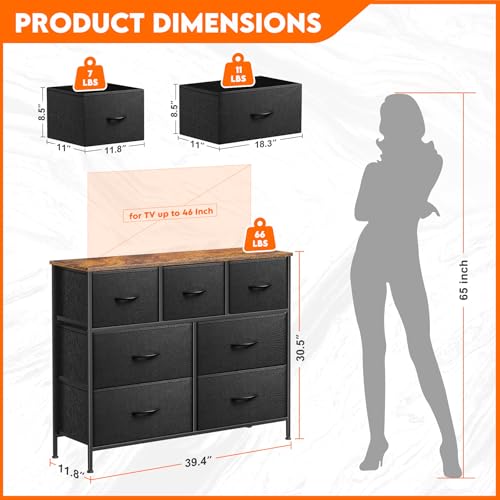 9 Drawer Dresser for Bedroom, Charcoal Black Fabric Storage Chest K84969