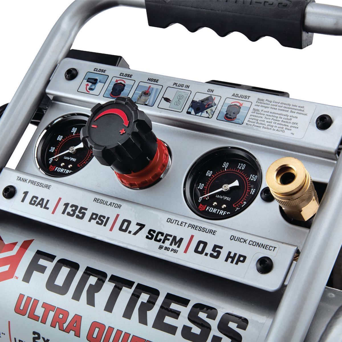 FORTRESS 1 Gallon 135 PSI Ultra Quiet Oil-Free Air Compressor Z232