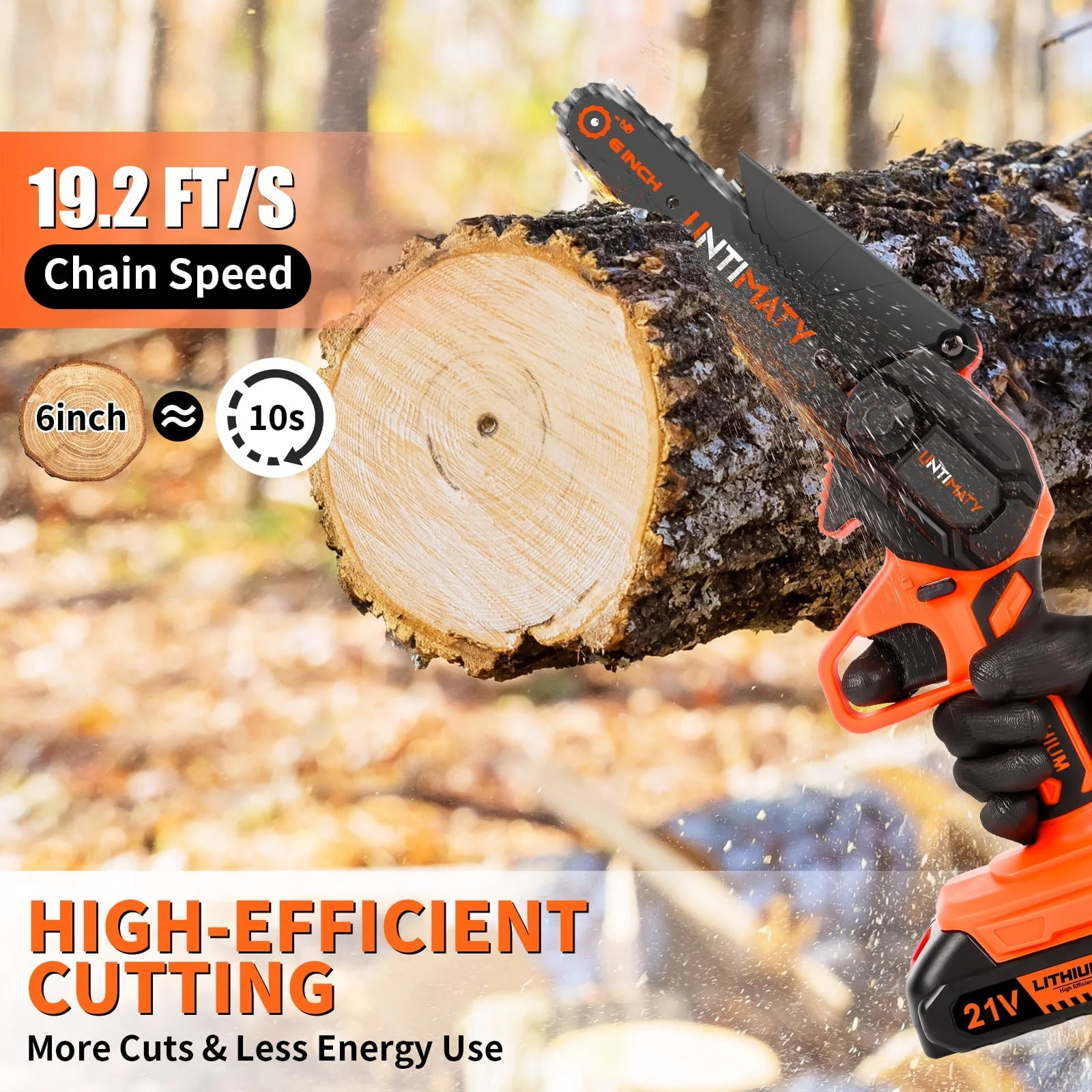 UNTIMATY 6-Inch Mini Chainsaw with 2 Batteries and 2 Chains E88333