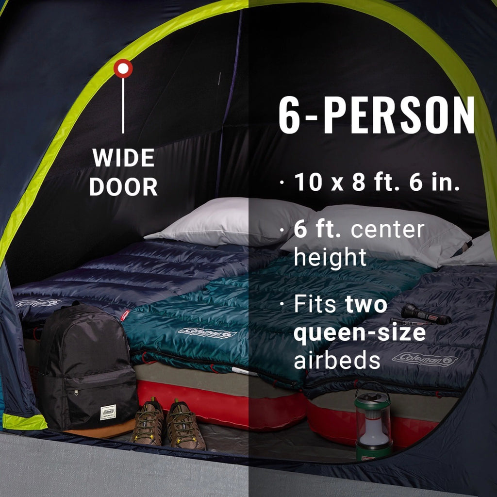 Coleman 6 Person Dark Room Skydome Tent, Blue W78866
